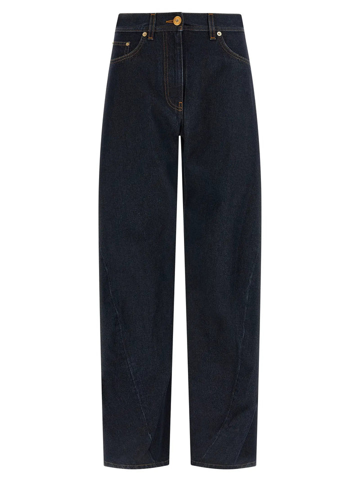 Versace Blue Cotton High-Waisted Jean