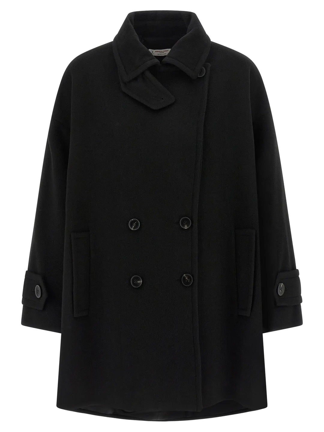 Alberto Biani Black Virgin Wool Coat