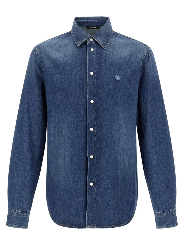 Versace Blue Cotton Blouse