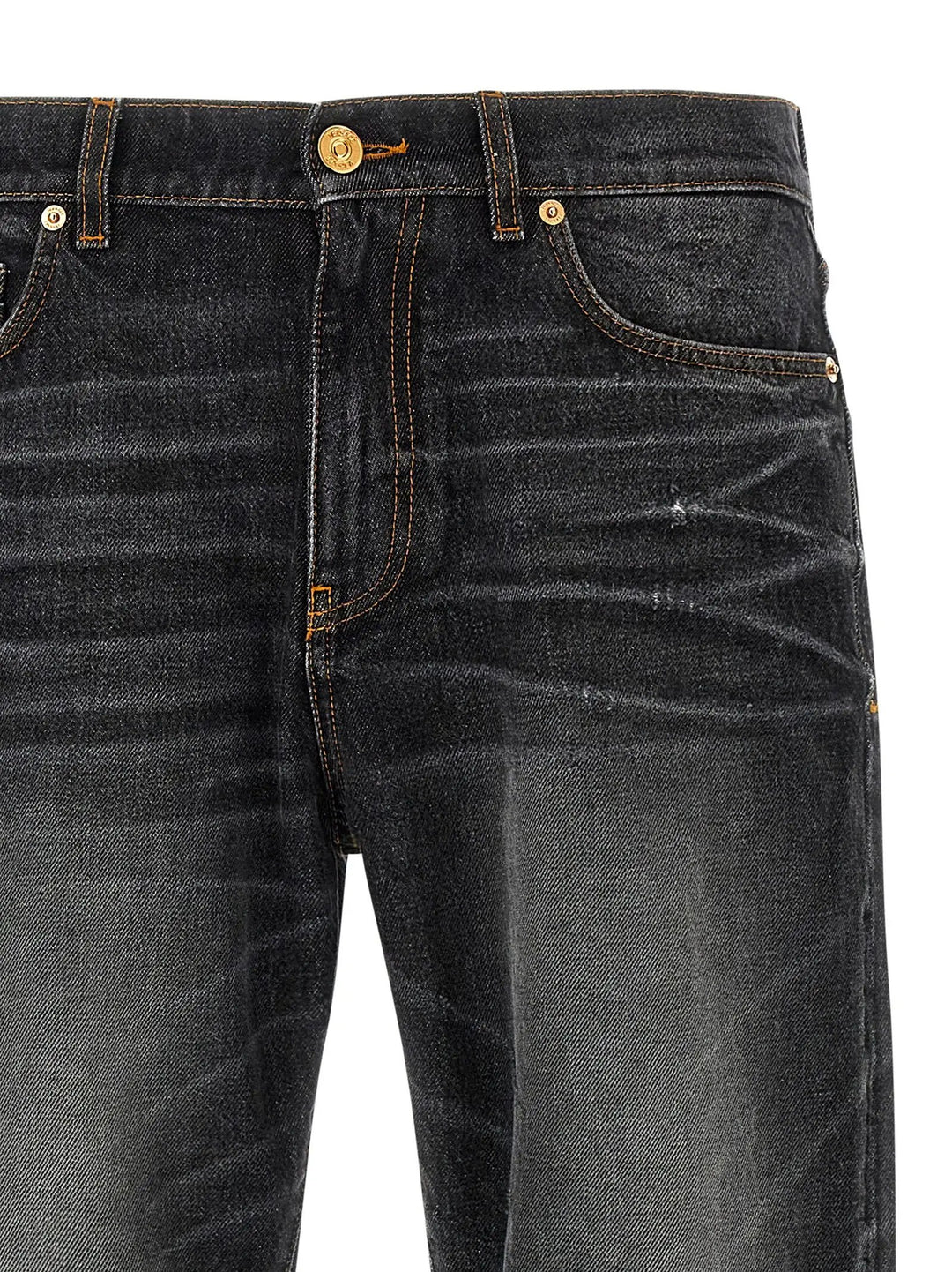 Versace Black Cotton Straight-Leg Jeans