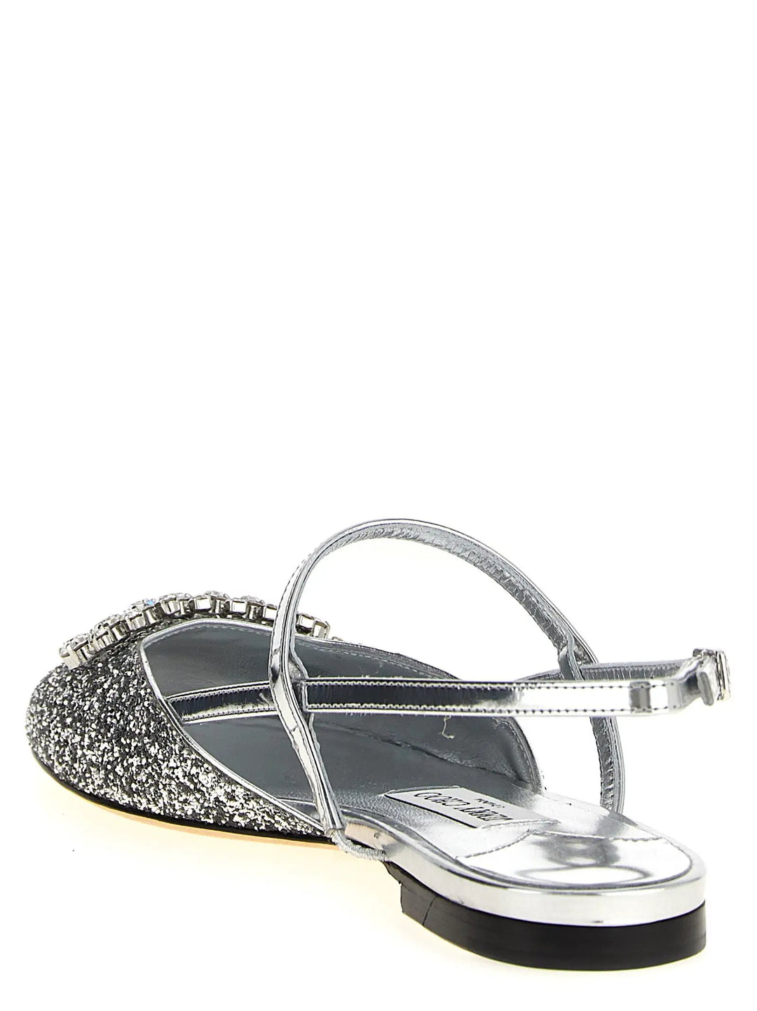 Jimmy Choo Silver Tencel Ballet Flats