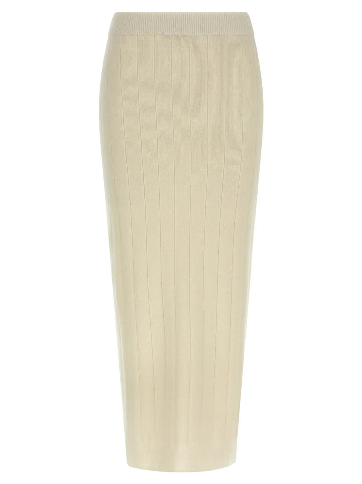 Max Mara White Cashmere Midi Skirt