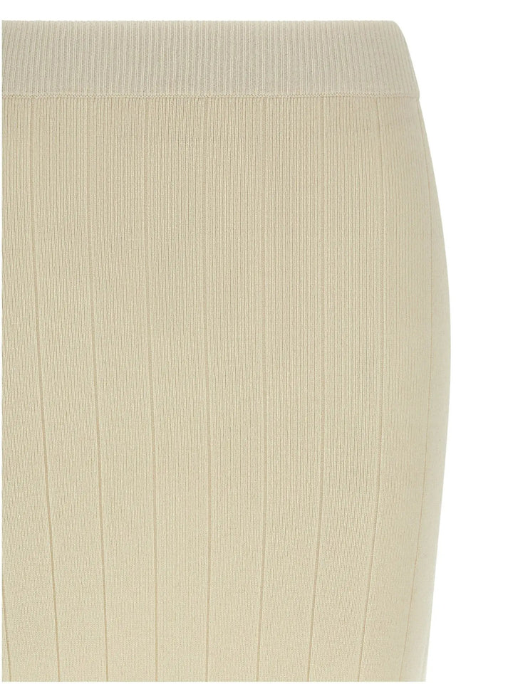 Max Mara White Cashmere Midi Skirt