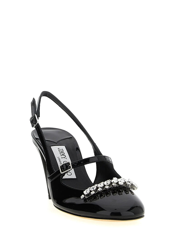 Jimmy Choo Black Leather Mid Heel Pumps