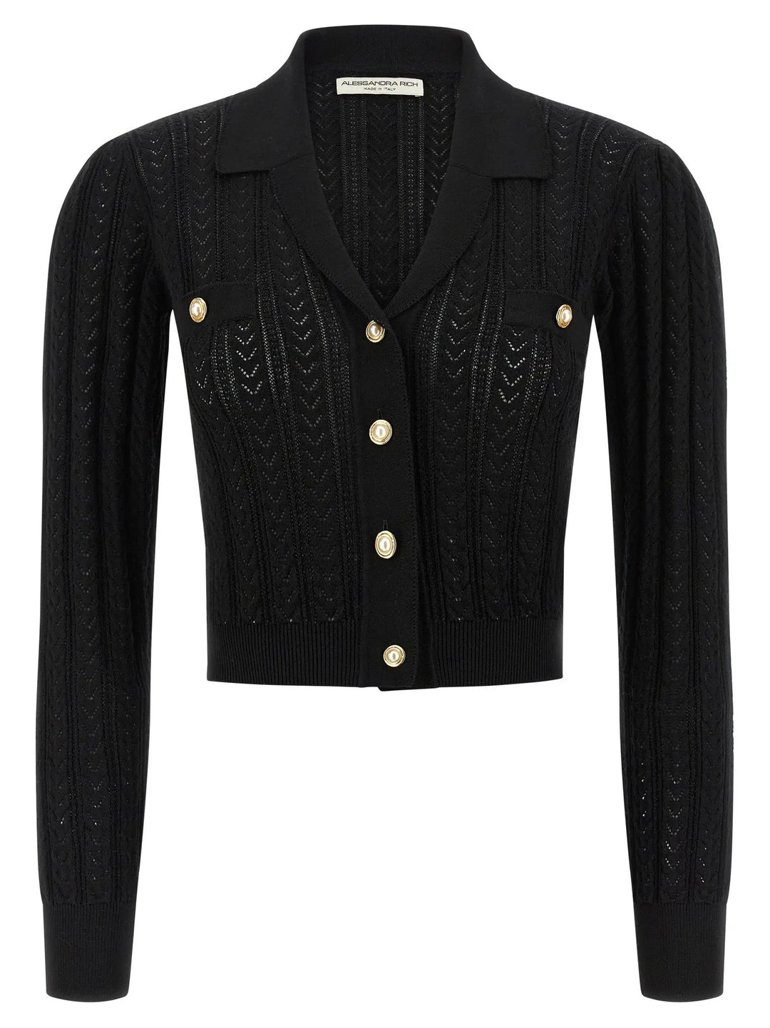 Alessandra Rich Black Cotton Cardigan