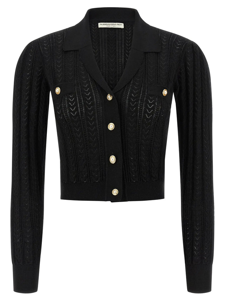 Alessandra Rich Black Cotton Cardigan