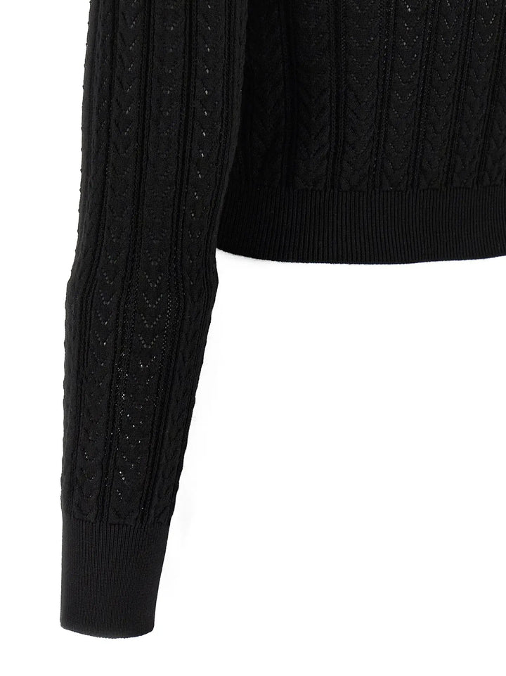 Alessandra Rich Black Cotton Cardigan