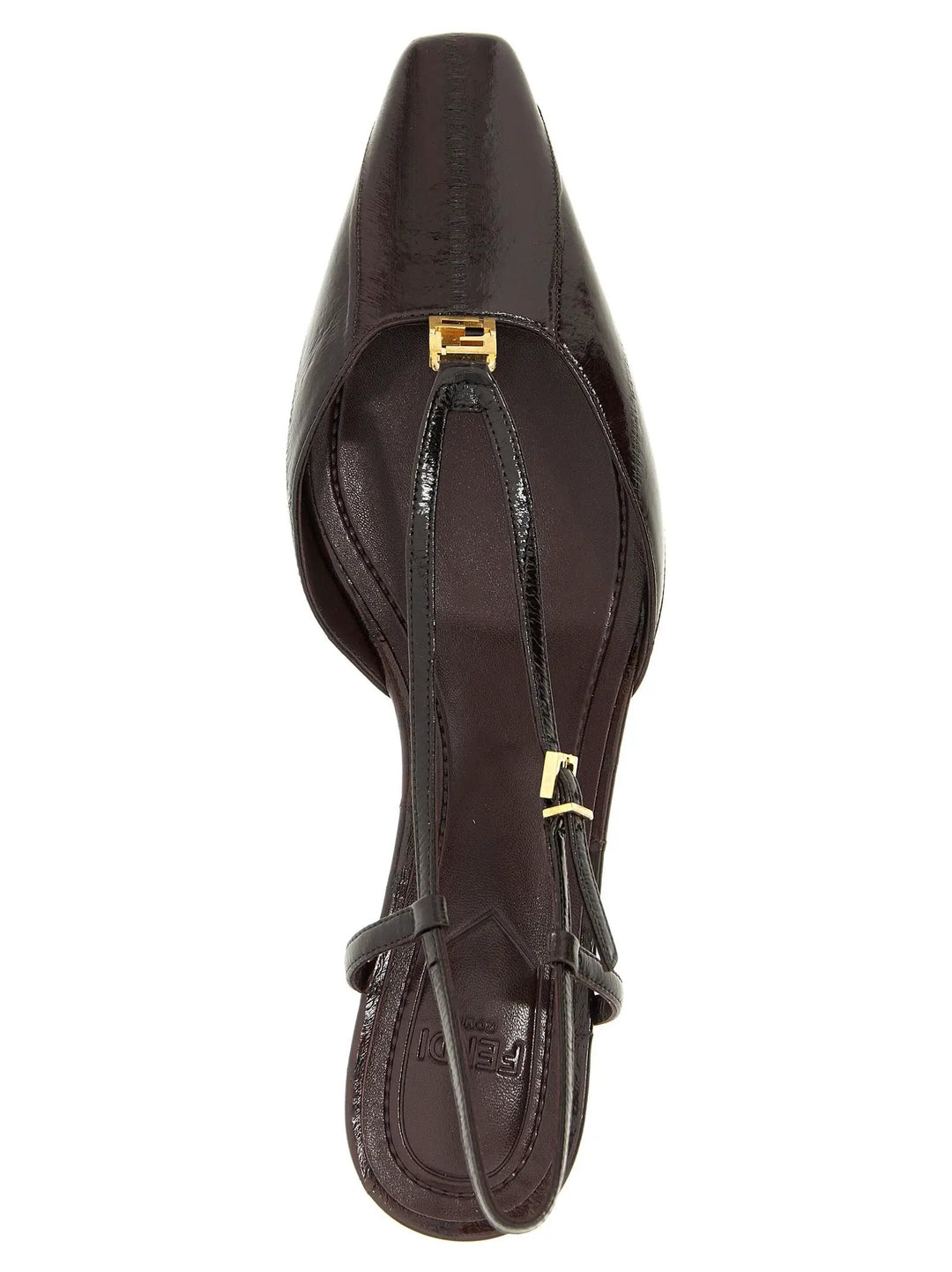 Fendi Brown Lamb Leather Mid Heel Pumps