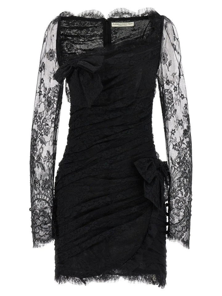 Alessandra Rich Black Organic Cotton Short Dress