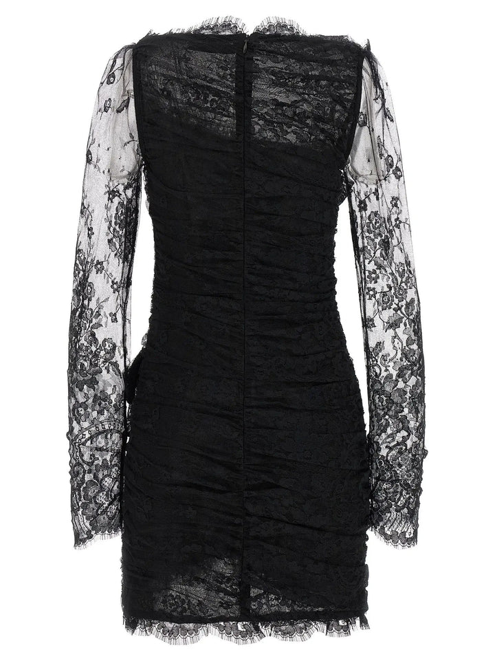 Alessandra Rich Black Organic Cotton Short Dress