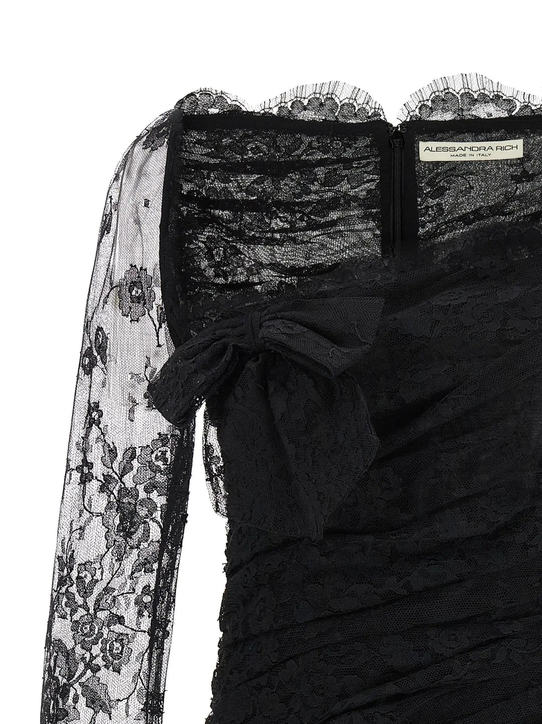 Alessandra Rich Black Organic Cotton Short Dress