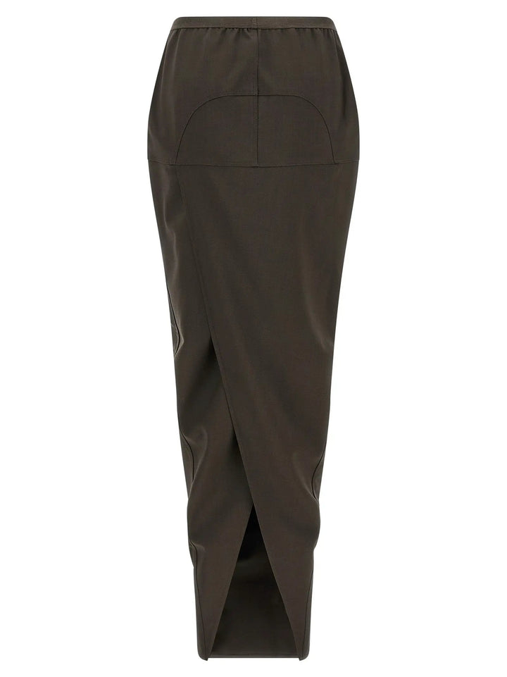 Rick Owens Gray Wool Mini Skirt
