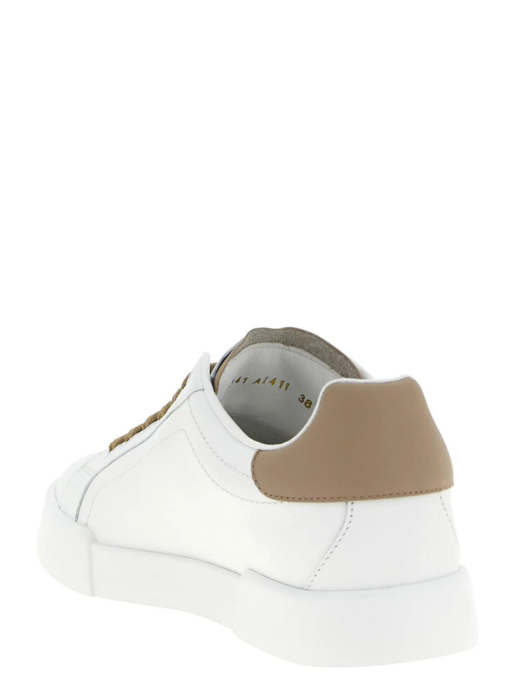 Dolce &amp; Gabbana Beige Calfskin Sneakers