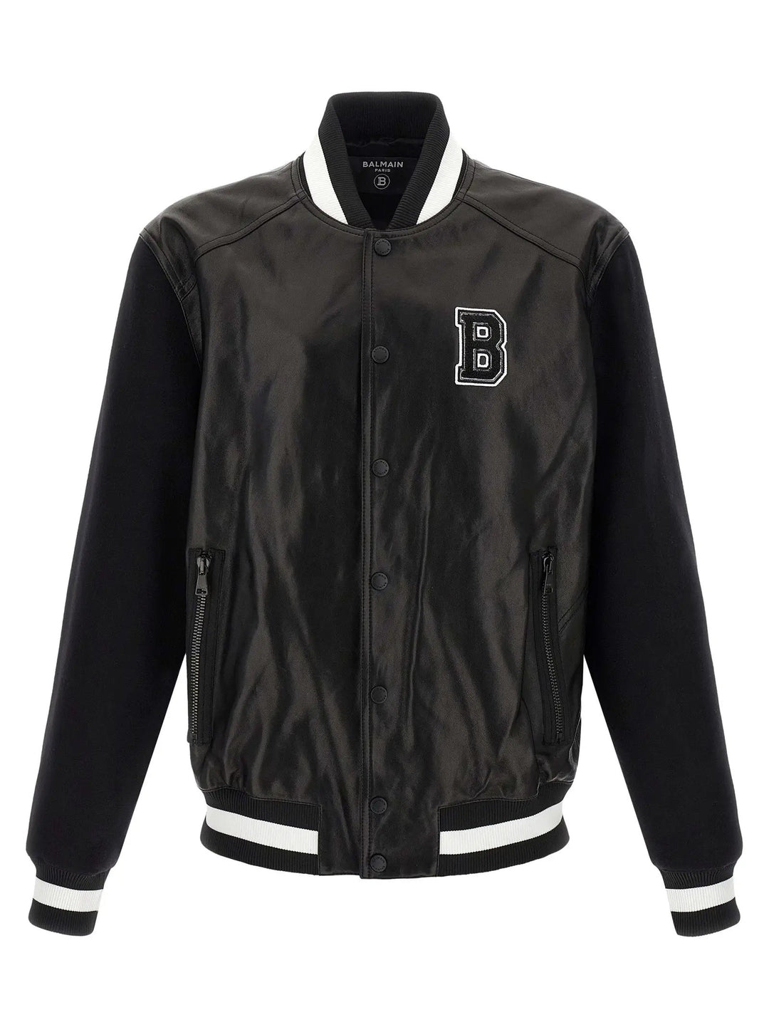 Balmain Bicolor Lamb Leather Leather Jacket