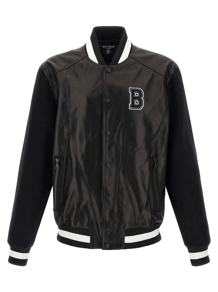 Balmain Bicolor Lamb Leather Leather Jacket