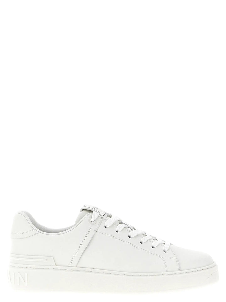 Balmain White Calfskin Low Top Sneakers