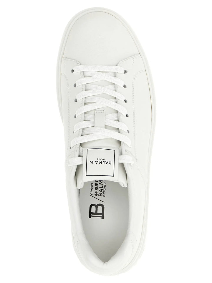 Balmain White Calfskin Low Top Sneakers