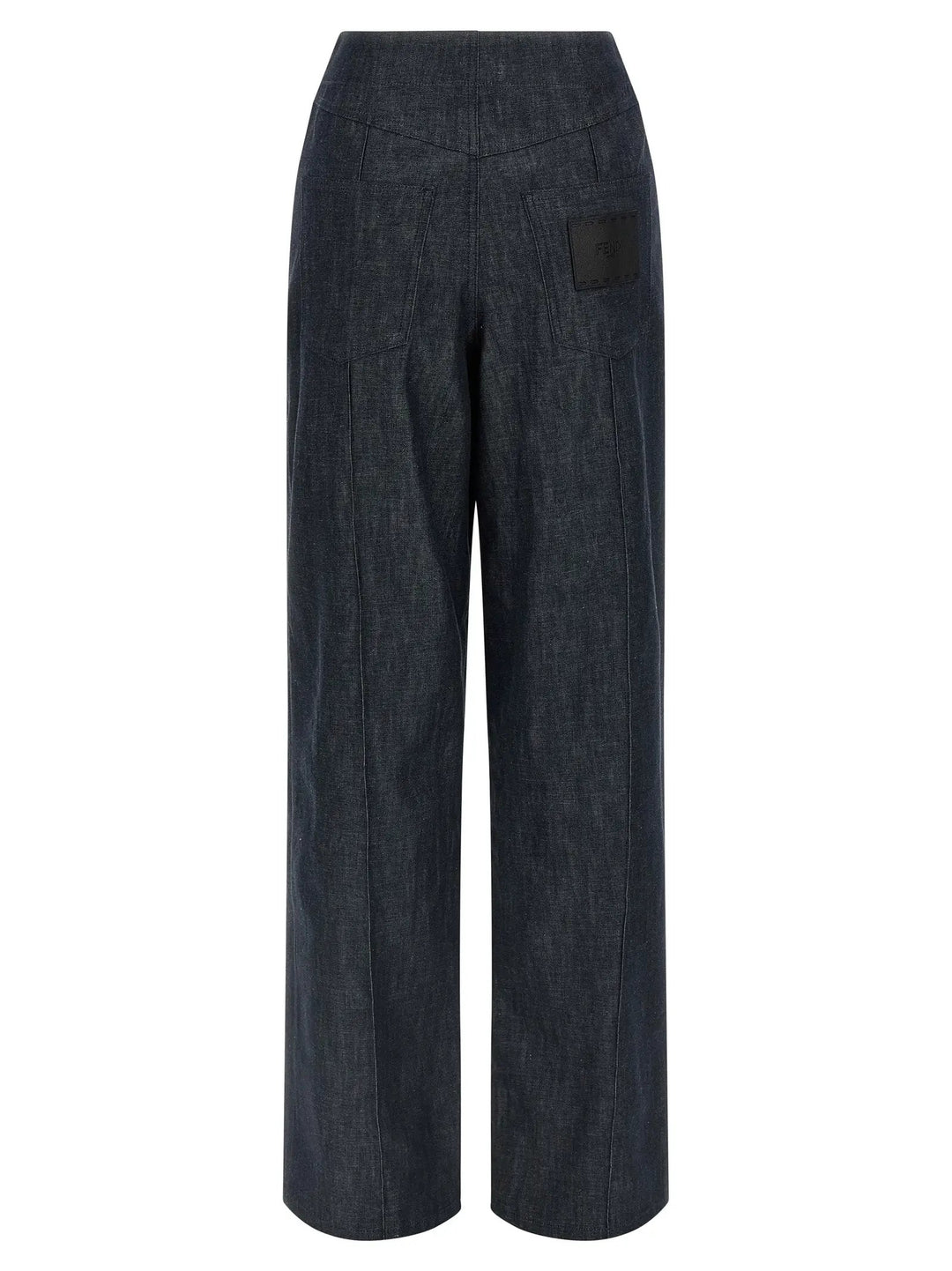 Fendi Blue Cotton High-Waisted Jean
