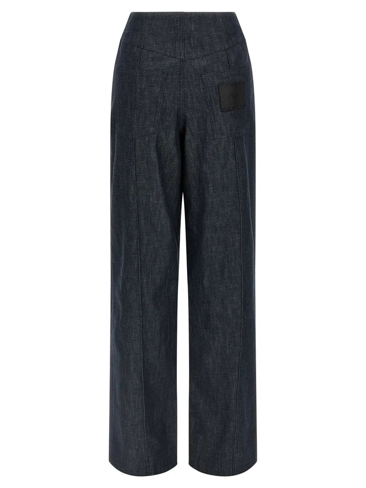 Fendi Blue Cotton High-Waisted Jean