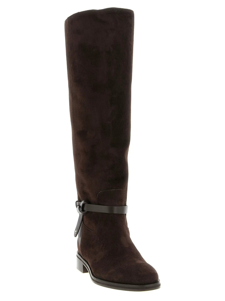 Jimmy Choo Brown Leather Over The Knee