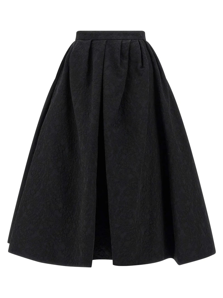 Carolina Herrera Black Cotton Midi Skirt
