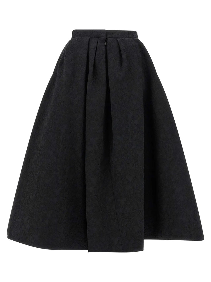 Carolina Herrera Black Cotton Midi Skirt