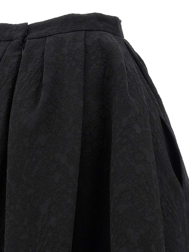Carolina Herrera Black Cotton Midi Skirt