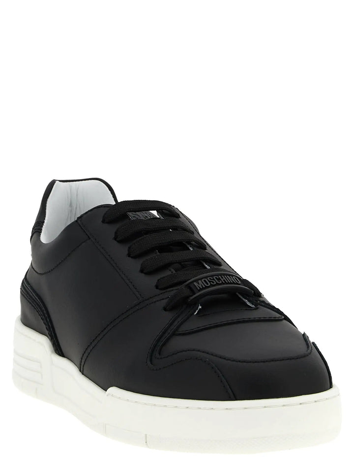 Moschino Black Leather Low Top Sneakers