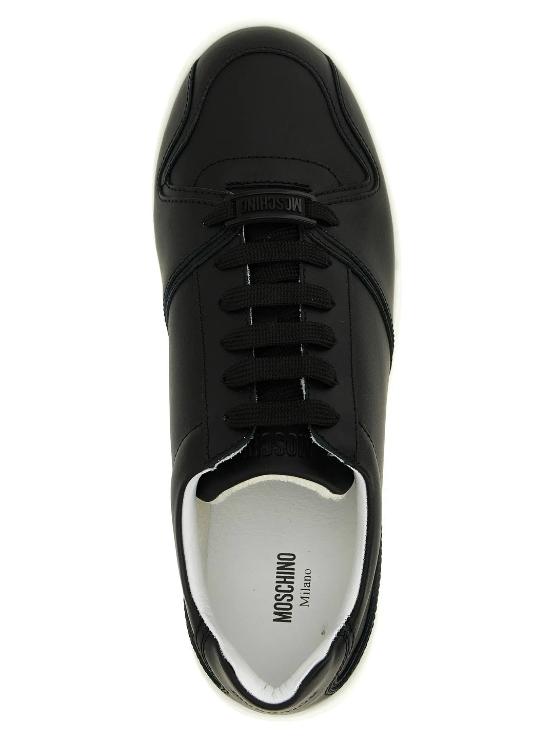 Moschino Black Leather Low Top Sneakers