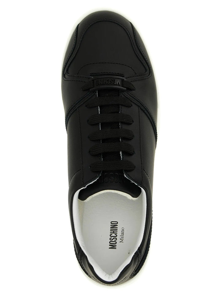 Moschino Black Leather Low Top Sneakers