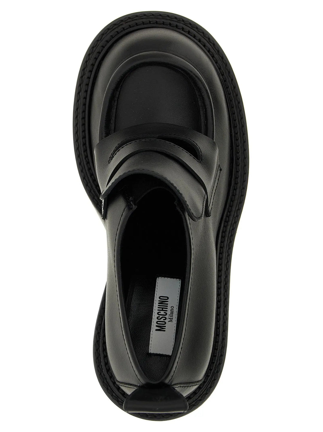 Moschino Black Leather Platform Loafers