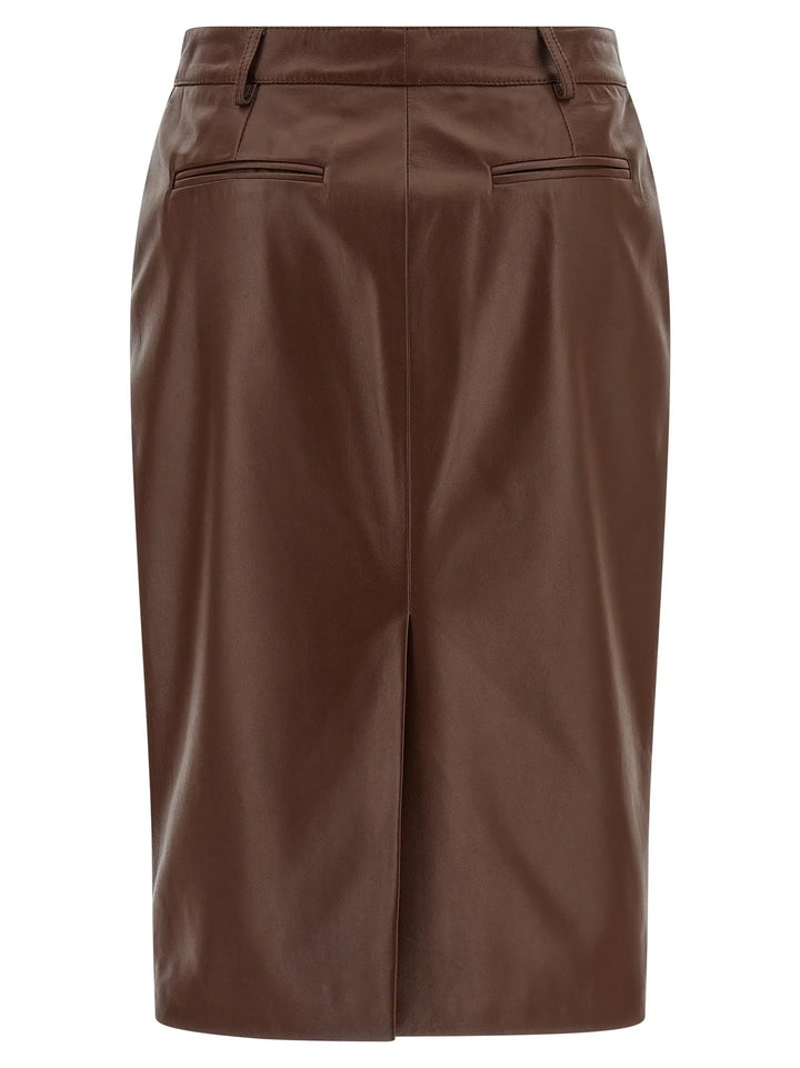 Giuseppe Di Morabito Brown Leather Midi Skirt