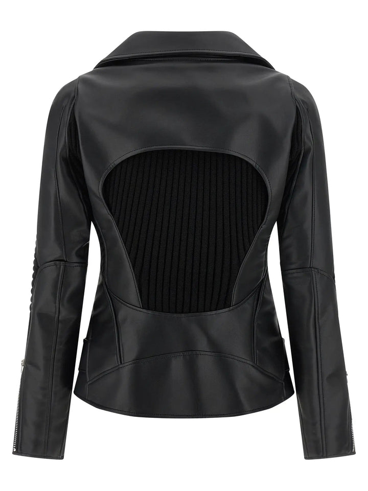 Junya Watanabe Black Artificial Leather Biker Jacket