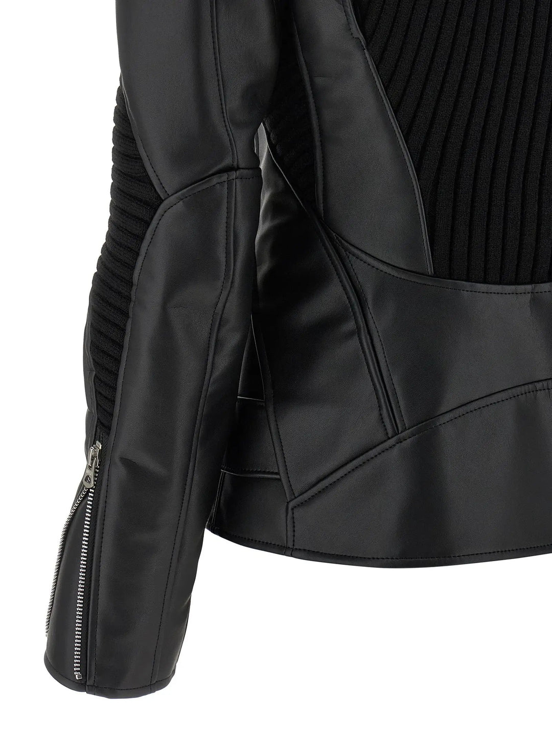 Junya Watanabe Black Artificial Leather Biker Jacket