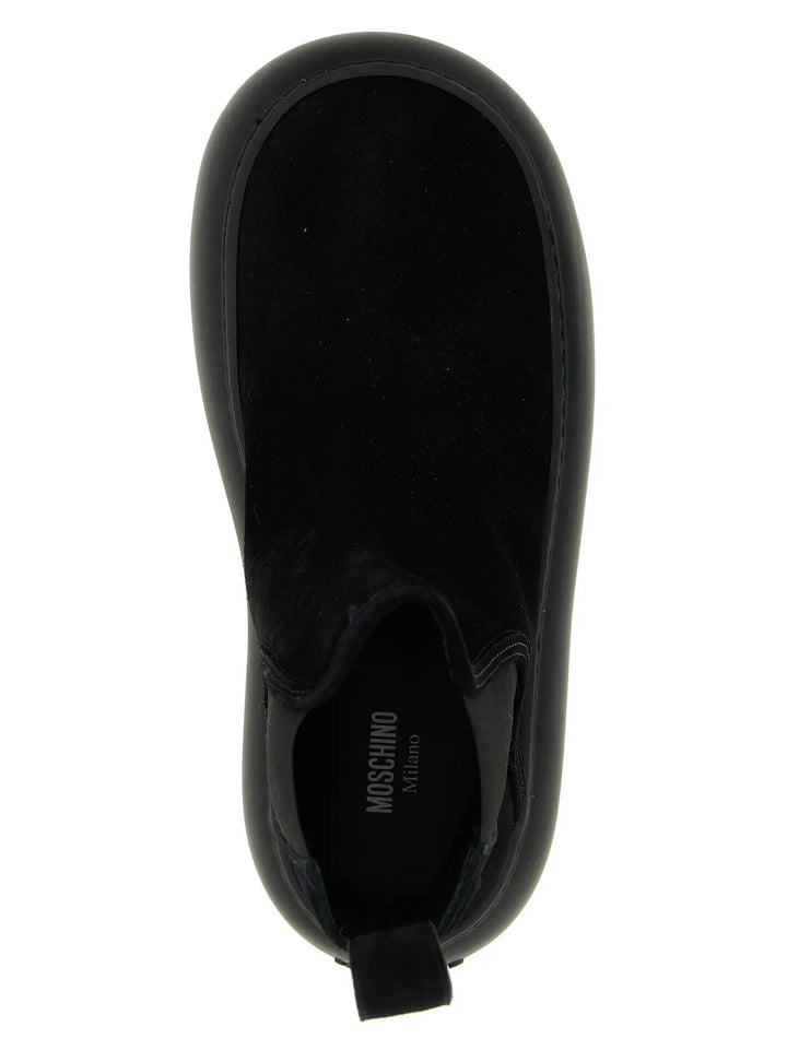 Moschino Black Calfskin Chelsea Boots