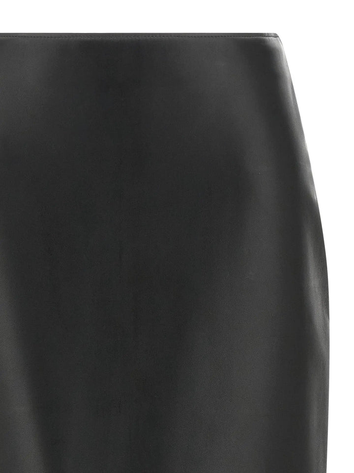 Fendi Black Lamb Leather Midi Skirt