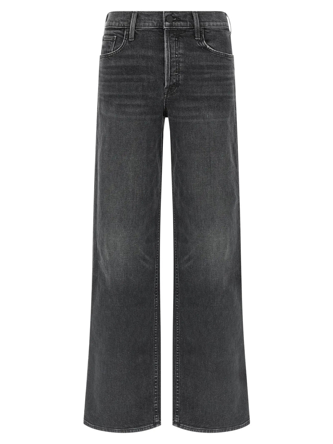 Mother Denim Black Cotton Straight-Leg Jeans