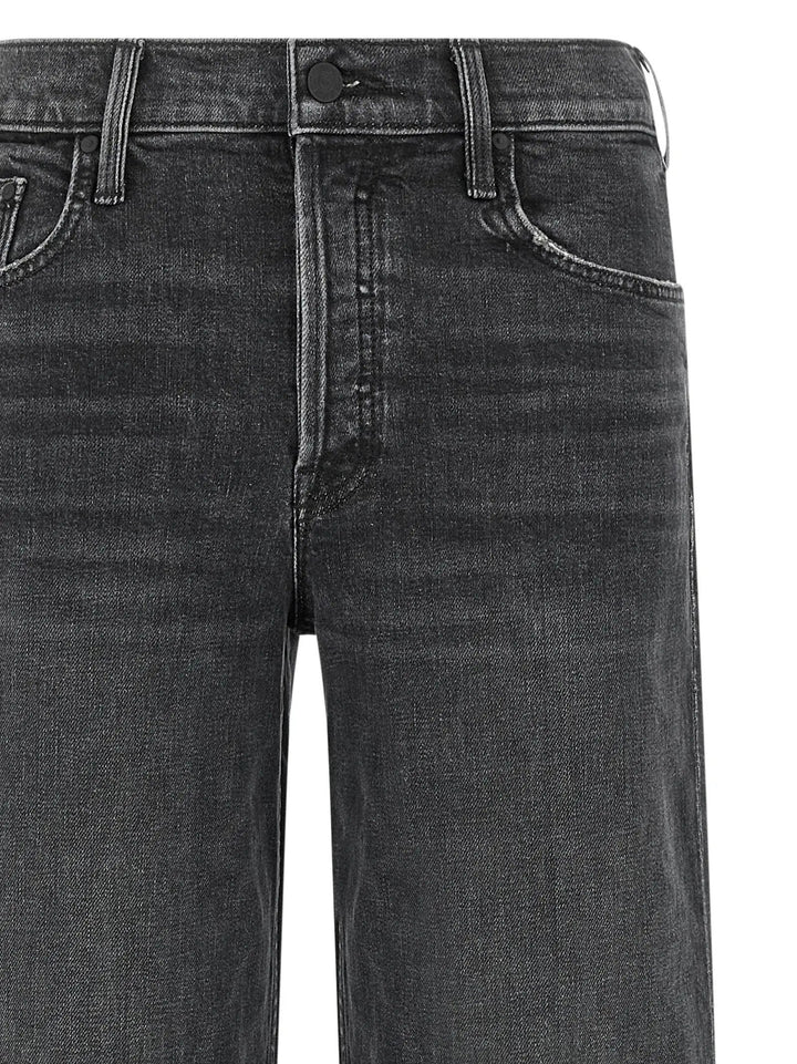 Mother Denim Black Cotton Straight-Leg Jeans