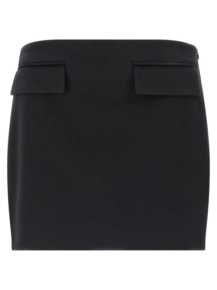 Ferragamo Black Virgin Wool Long Skirt