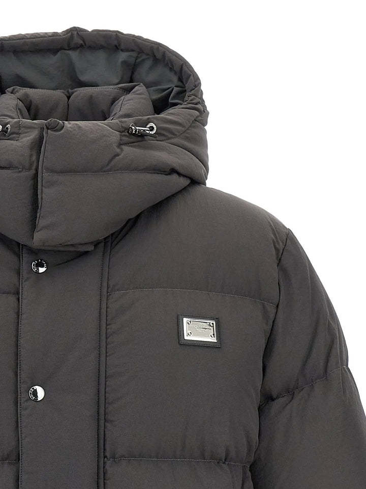 Dolce &amp; Gabbana Gray Polyamide Full-Length Jacket