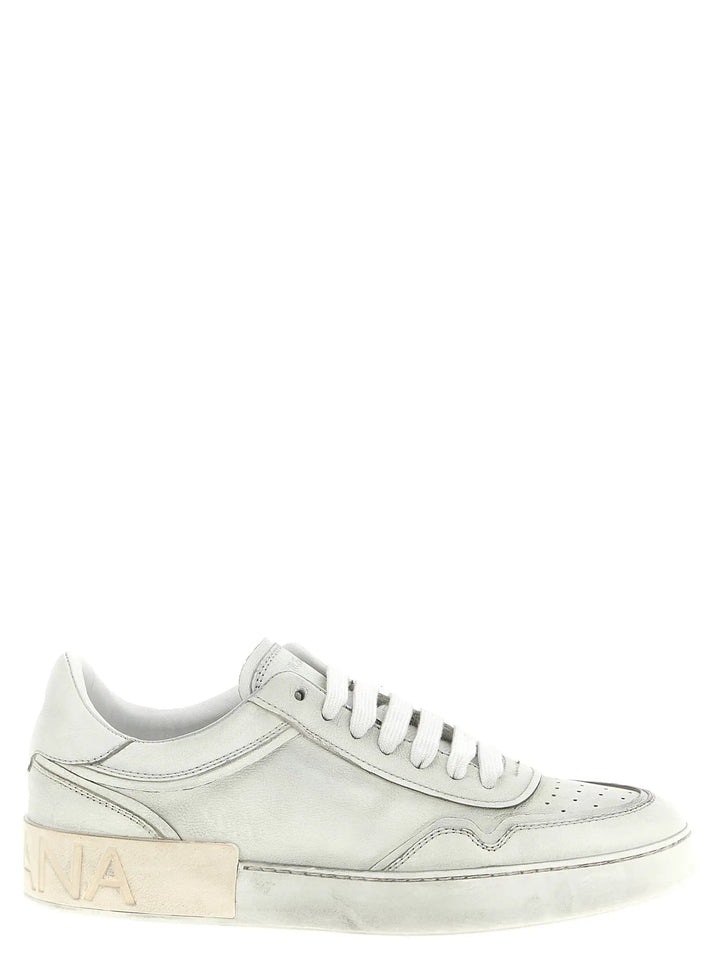 Dolce &amp; Gabbana White Lamb Leather Low Top Sneakers