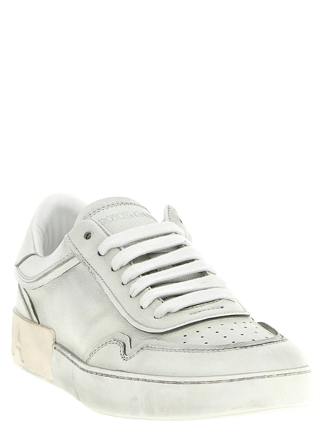 Dolce &amp; Gabbana White Lamb Leather Low Top Sneakers