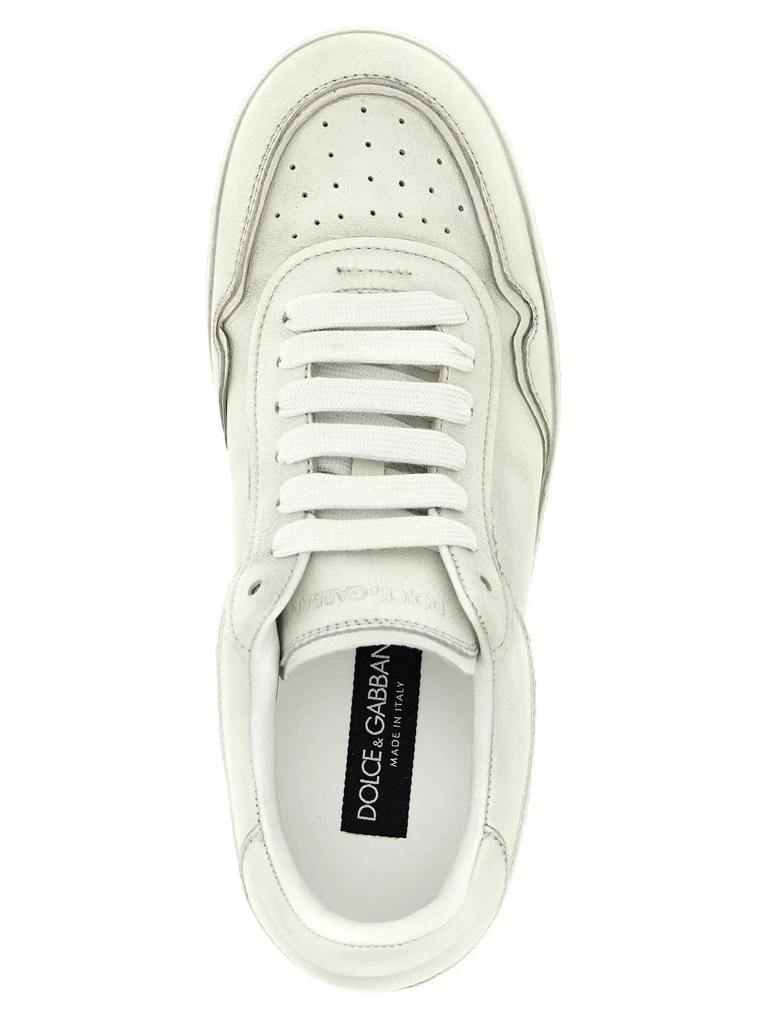 Dolce &amp; Gabbana White Lamb Leather Low Top Sneakers