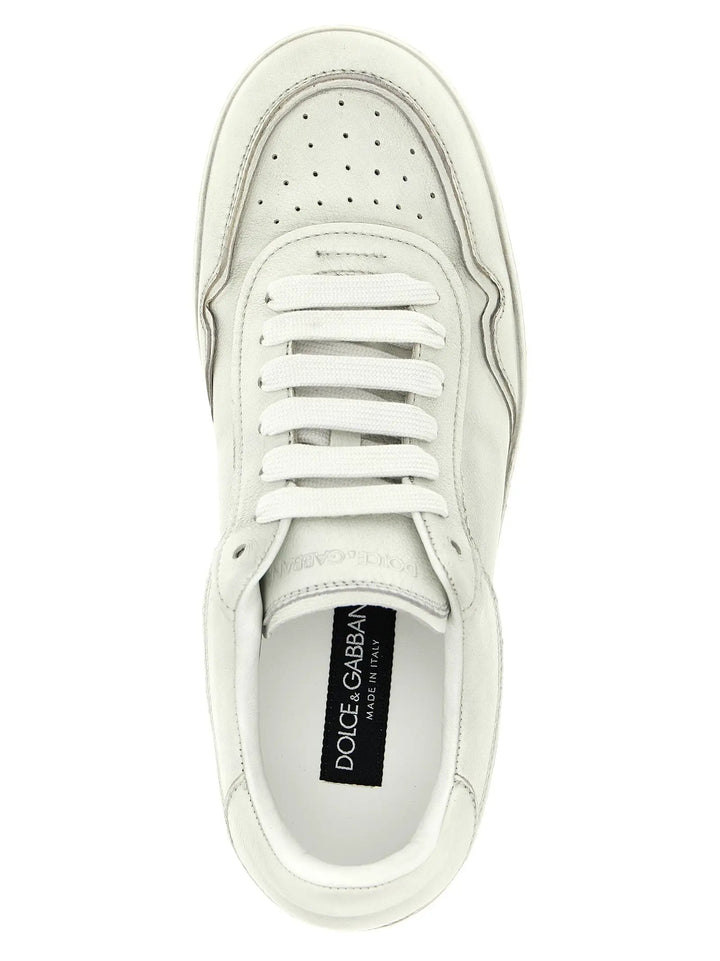 Dolce &amp; Gabbana White Lamb Leather Low Top Sneakers