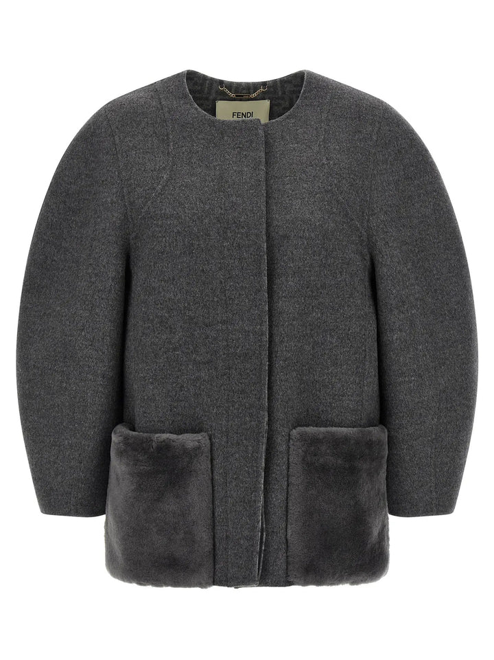 Fendi Sample Sale | Fendi Gray Virgin Wool Coat - | Designer outlet
