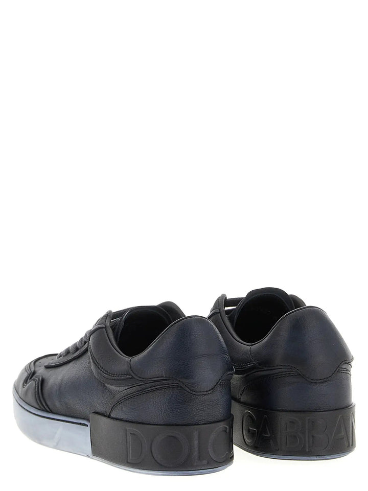 Dolce &amp; Gabbana Black Lamb Leather Low Top Sneakers