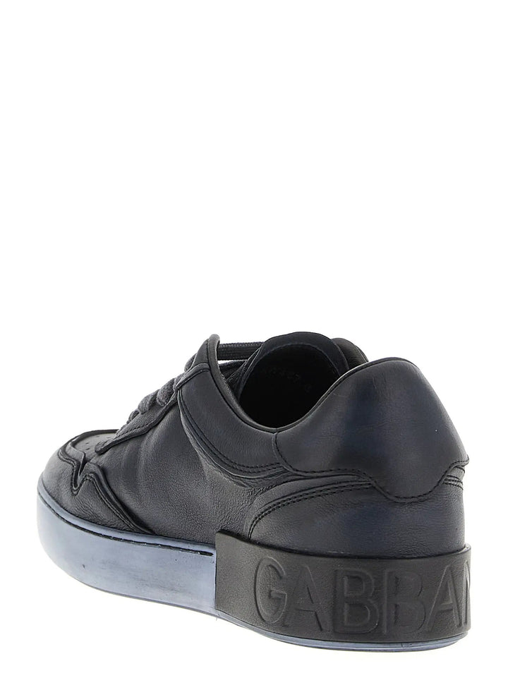 Dolce &amp; Gabbana Black Lamb Leather Low Top Sneakers