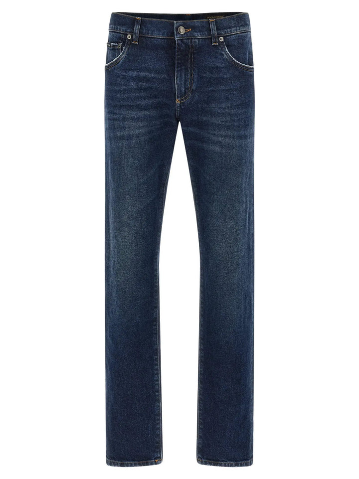 Dolce &amp; Gabbana Blue Cotton Straight-Leg Jeans