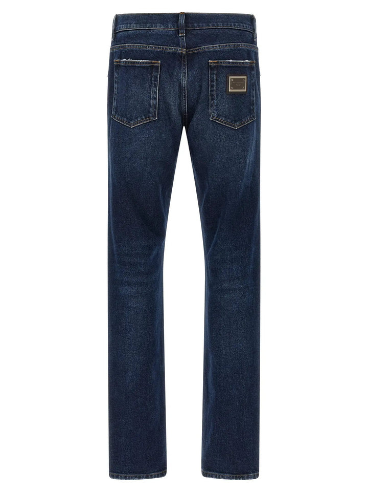 Dolce &amp; Gabbana Blue Cotton Straight-Leg Jeans