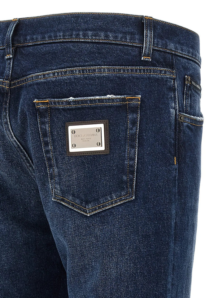 Dolce &amp; Gabbana Blue Cotton Straight-Leg Jeans